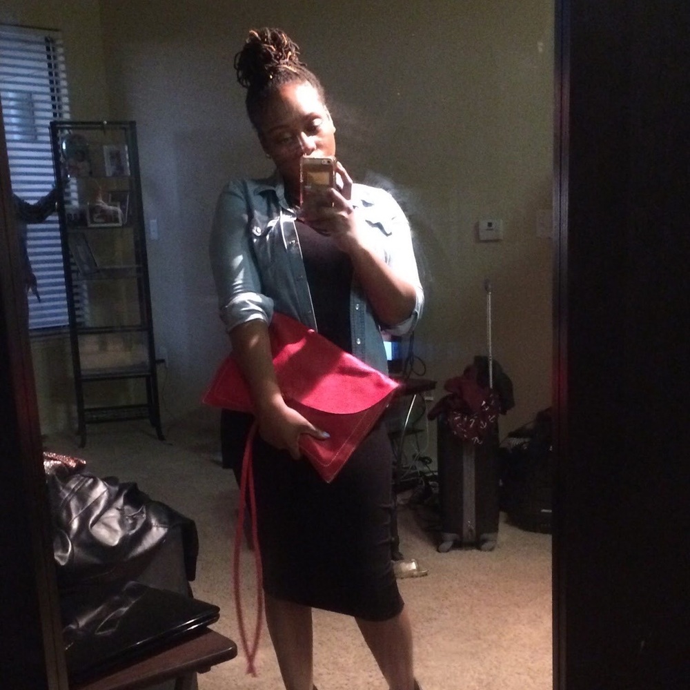 ZARA Red Leather Clutch